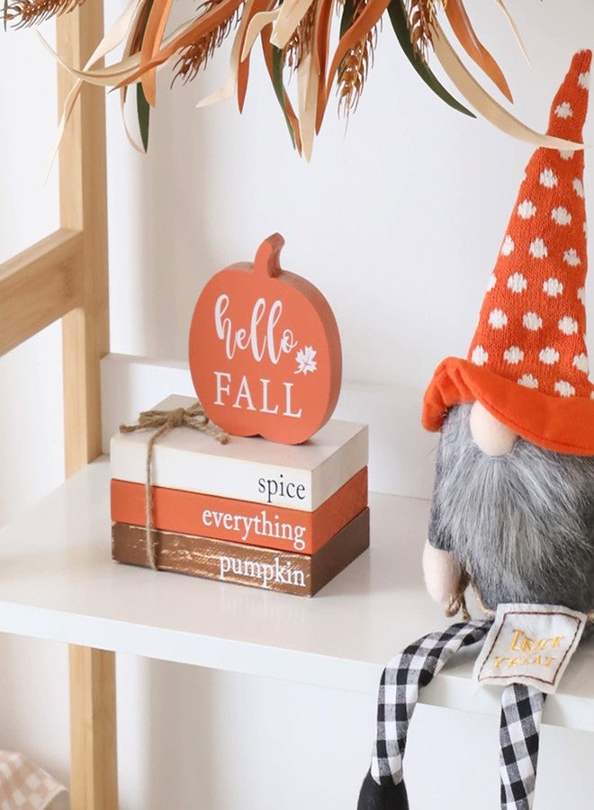 KORMMCO Thanksgiving Fall Wood Book Stack, Fall Thanksgiving Decorations Tiered Tray,Hello Fall Decor, Autumn Mini Faux Decorative,Farmhouse Mini Decorative Books Bundle - Image 5
